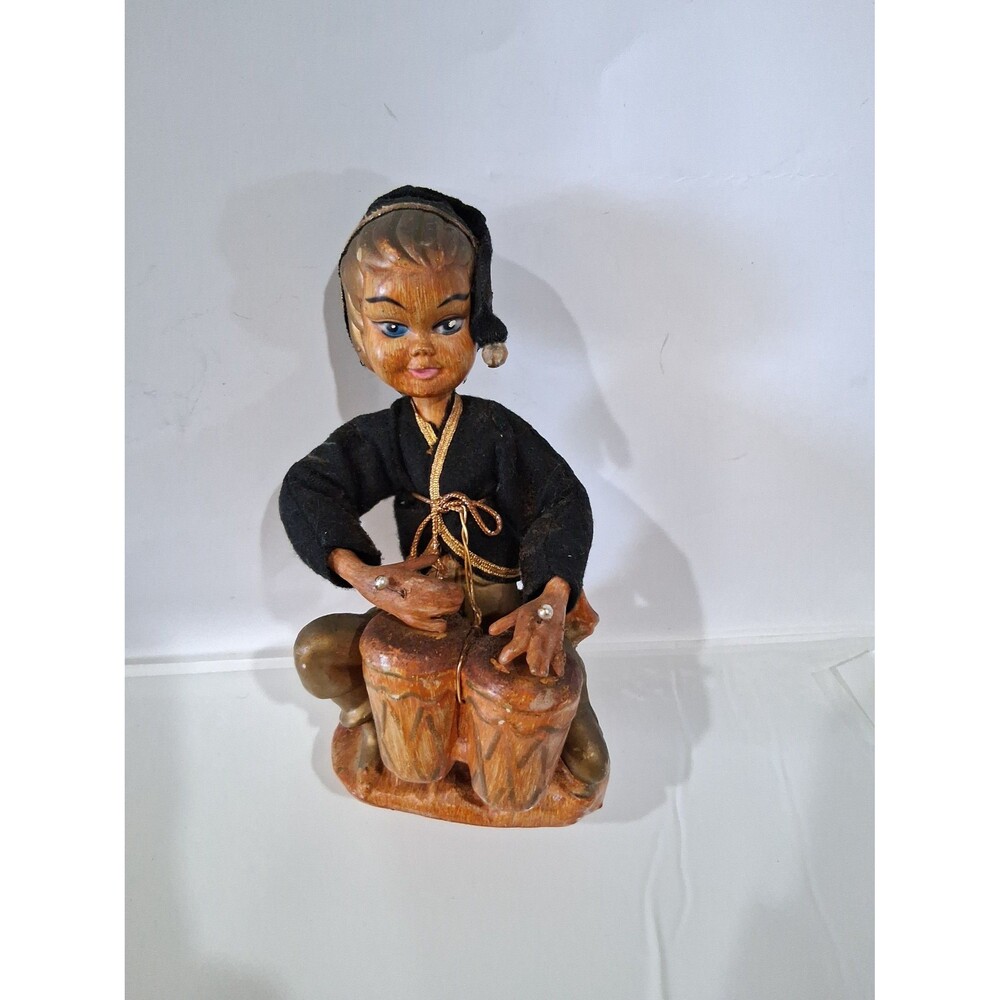 Vintage Pixie Playing Bongos Figurine